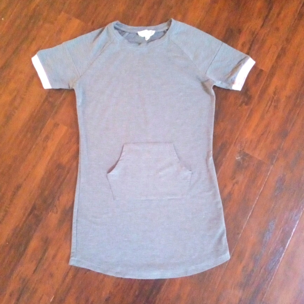 Pink Republic Grey Stretchy Short Sleeve Tunic with Pocket Girls Size M 10/12